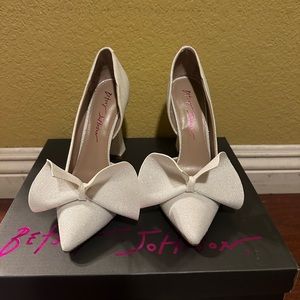 Betsey Johnson White Heels with Bow